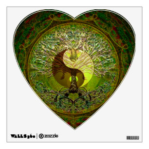 Green Yin Yang with Tree of Life Wall Decal