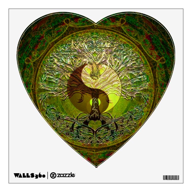 Green Yin Yang with Tree of Life Wall Decal (Front)