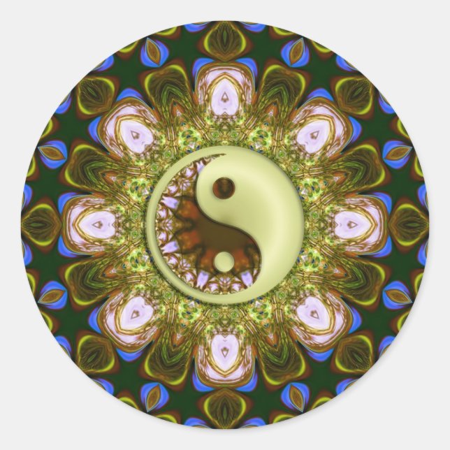 Green YinYang Mandala Sticker (Front)