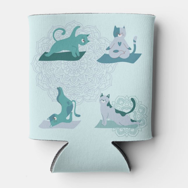 Green Yoga Cats Can Cooler (Front)