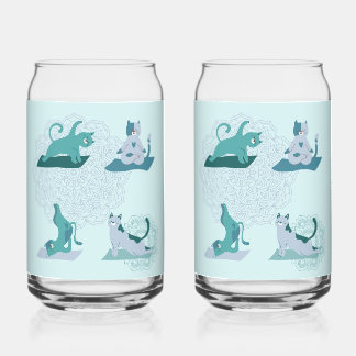 Green Yoga Cats Can Glass