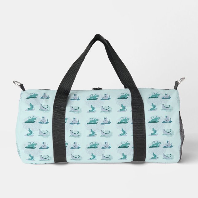 Green Yoga Cats Duffle Bag (Front)