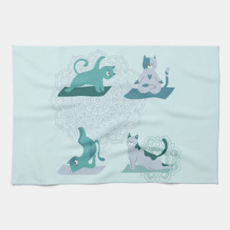 Green Yoga Cats Kitchen Towel