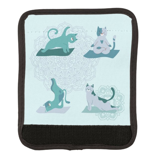 Green Yoga Cats Luggage Handle Wrap (Front)