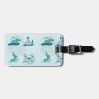 Green Yoga Cats Luggage Tag