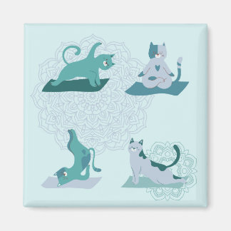 Green Yoga Cats Magnet