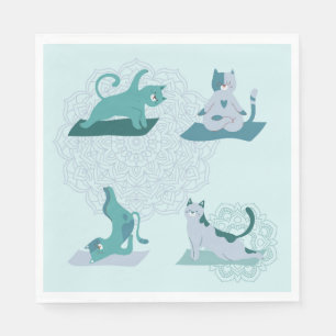 Green Yoga Cats Napkins