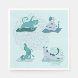 Green Yoga Cats Napkins