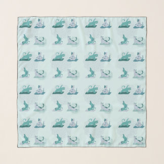 Green Yoga Cats Scarf
