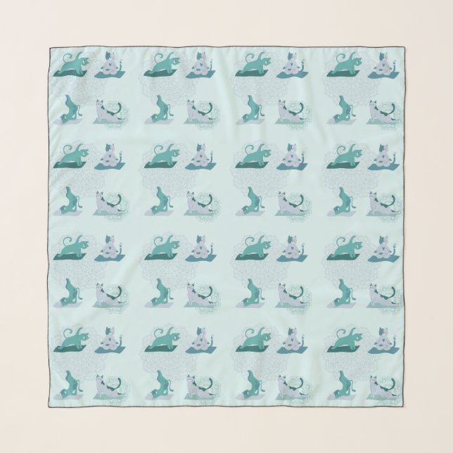 Green Yoga Cats Scarf (Front)