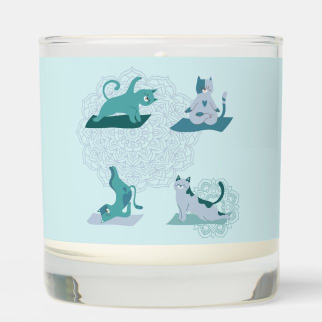 Green Yoga Cats Scented Candle (Front)