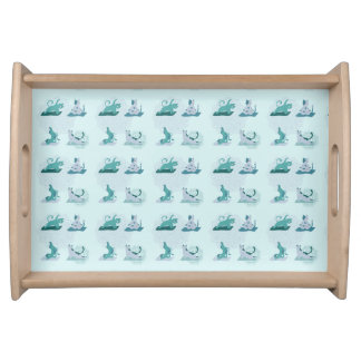 Green Yoga Cats Serving Tray