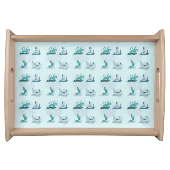 Green Yoga Cats Serving Tray (Front)