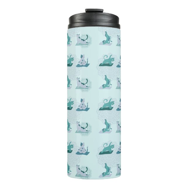  Green Yoga Cats Thermal Tumbler (Front)