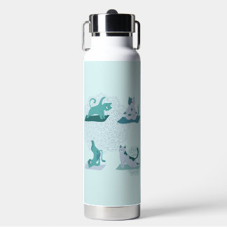 Green Yoga Cats Water Bottle