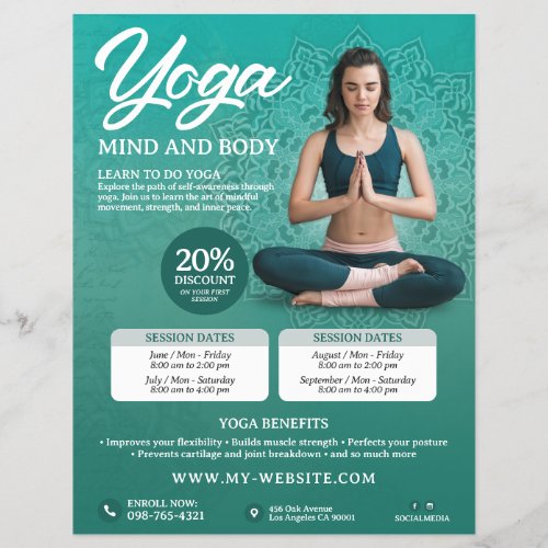 Green Yoga Class  Flyer