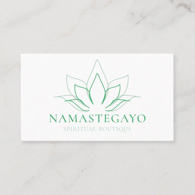 Green Yoga Spiritual Meditation Lotus Business Card