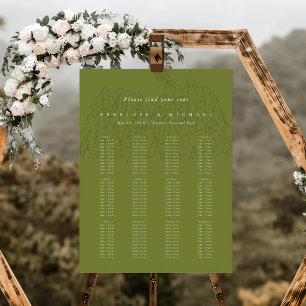 Green Yosemite National Park Seating Chart Wedding Foam Board