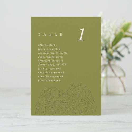 Green Yosemite National Park Wedding Table Cards