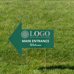 Green Your Logo Here Main Entrance Welcome Arrow Sign