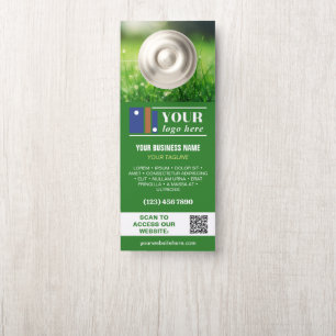 Green Your Logo QR Code Business Name Photo Promo Door Hanger