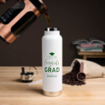 Green Your Name Personalized Graduation Gift Water Bottle<br><div class="desc">Celebrate your loved one's special event with this custom water bottle. This design features stylish typography " Congrats GRAD " and a graduation cap graphic with custom text. Perfect personalized gift for graduation day! More designs available at my shop BaraBomDesign.</div>