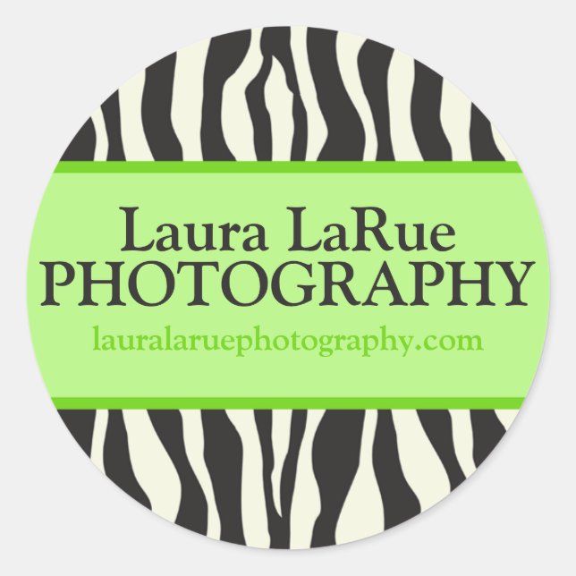 Green Zebra Classic Round Sticker (Front)