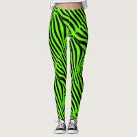 Green zebra design pattern leggings