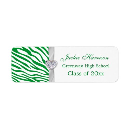 Green zebra pattern ribbon Graduation label