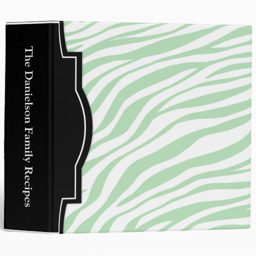 Green Zebra Print personalized 2 Recipe Binder