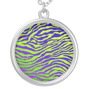 Green Zebra Silver Plated Necklace by CBgreetingsndesigns at Zazzle