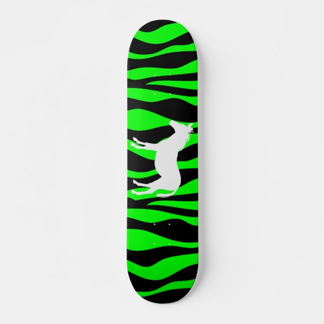 Green Zebra Skateboard Deck (Front)