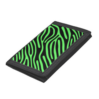 Green Zebra Strip Tri-fold Wallet