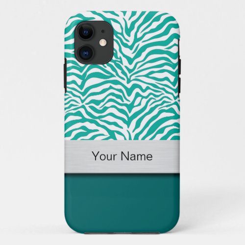 Green Zebra Stripe Monogram Smartphone Case