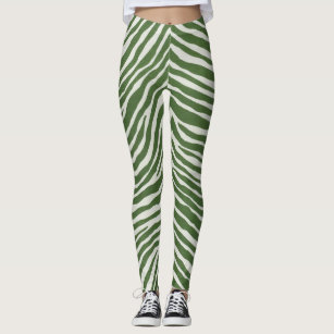 Women's Green Zebra Print Leggings