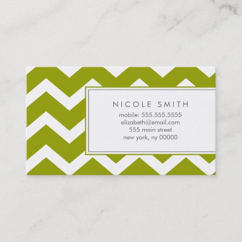 Green Zig Zag Chevron Pattern Calling Cards Business Card Templates