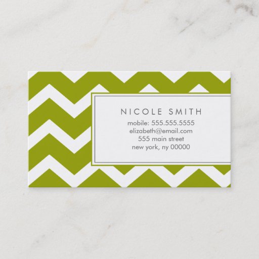 Customizable Green Zig Zag Chevron Pattern Calling Cards Business Card Templates