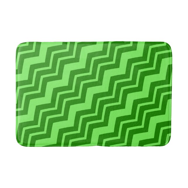 Green Zig Zag Chevron Pattern Design  Bath Mat (Front)