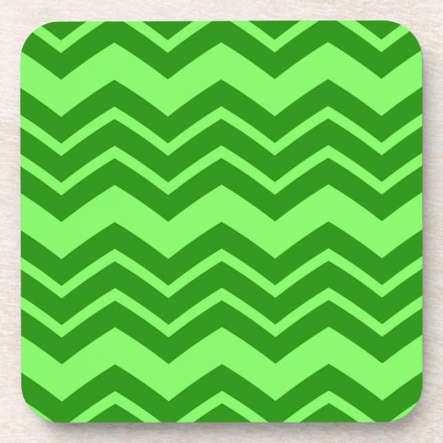Green Zig Zag Chevron Pattern Design  Beverage Coaster (Front)