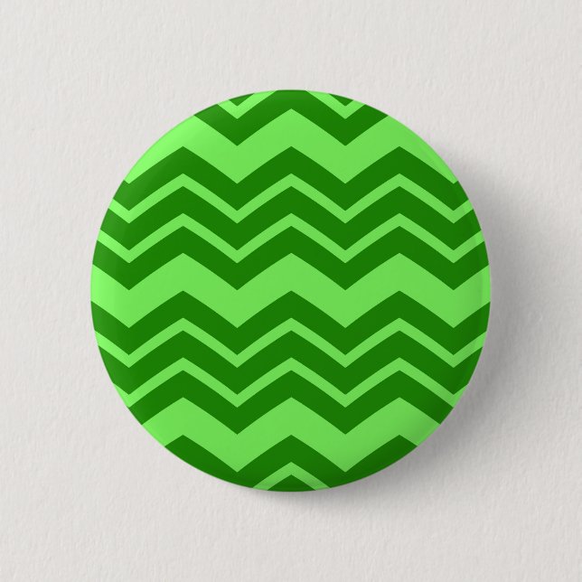 Green Zig Zag Chevron Pattern Design  Button (Front)