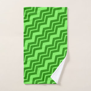 Green Zig Zag Chevron Pattern Design Hand Towel