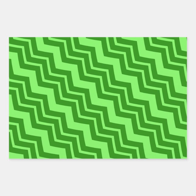 Green Zig Zag Chevron Pattern Design  Wrapping Paper Sheets (Front)