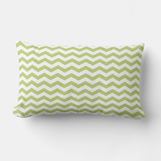 Green Zig Zag Pattern Lumbar Pillow (Front)