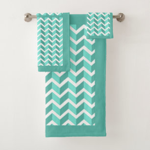 Green ZigZag Bath Towel Set