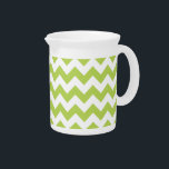 Green Zigzag, Green Chevron, Geometric Pattern Beverage Pitcher<br><div class="desc">Elegant,  stylish and sophisticated zigzag (chevron) pattern in green and white color. Modern and trendy gift,  perfect for the zigzag lover in your life.</div>