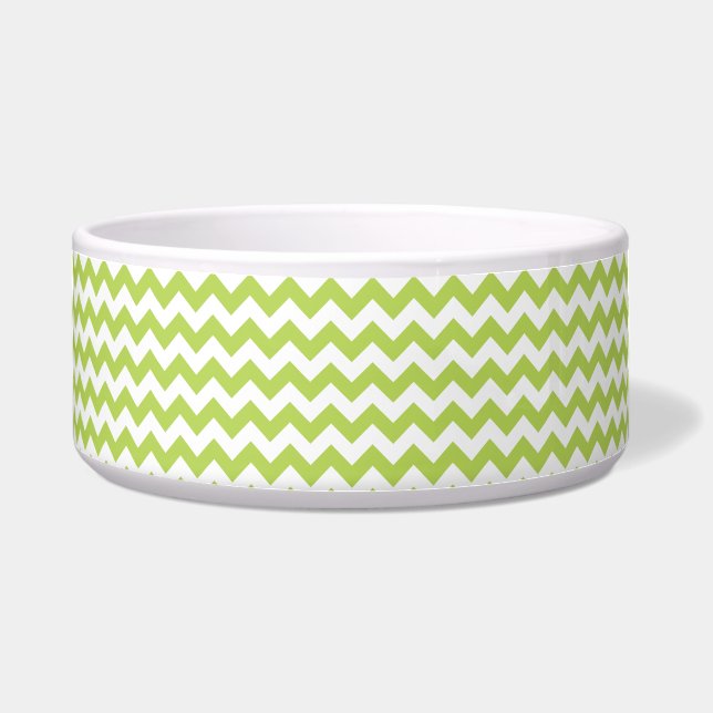 Green Zigzag, Green Chevron, Geometric Pattern Bowl (Front)