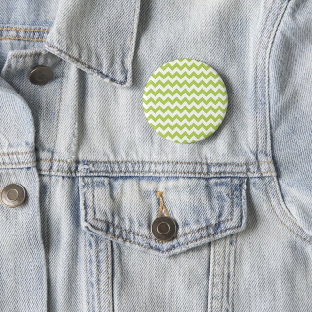 Green Zigzag, Green Chevron, Geometric Pattern Button (In Situ)