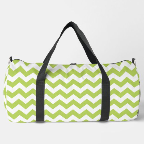 Green Zigzag Green Chevron Geometric Pattern Duffle Bag