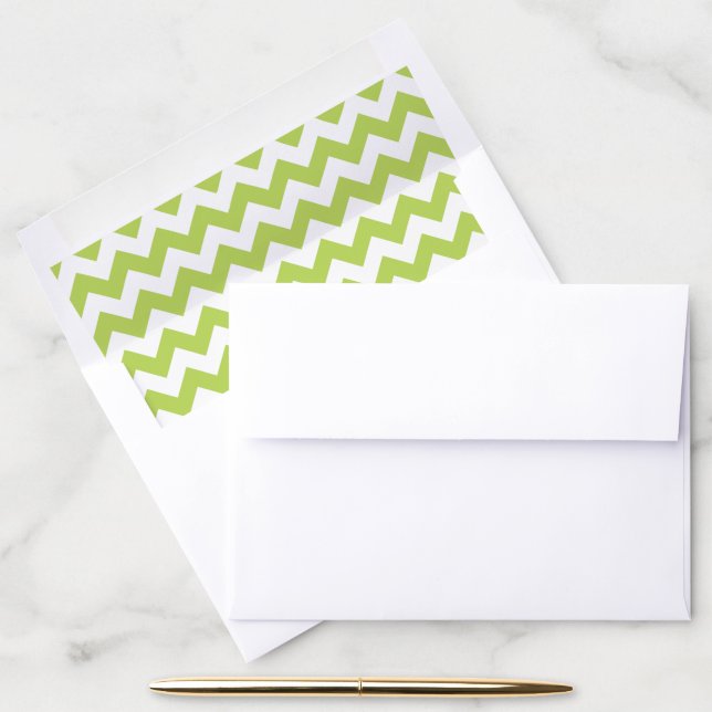 Green Zigzag, Green Chevron, Geometric Pattern Envelope Liner (Desk)