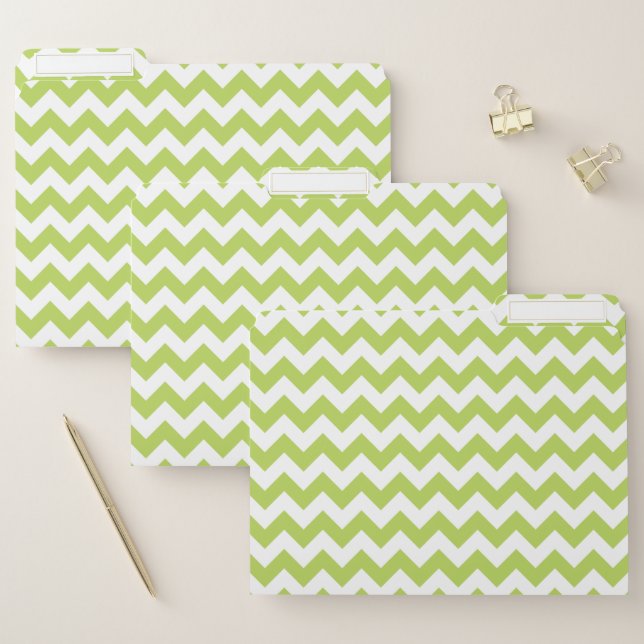 Green Zigzag, Green Chevron, Geometric Pattern File Folder (Set)